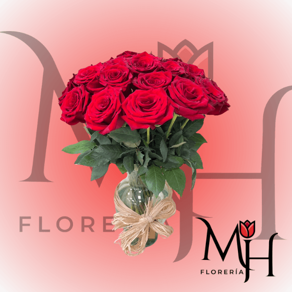 Florero 20 rosas rojas - Imagen 1
