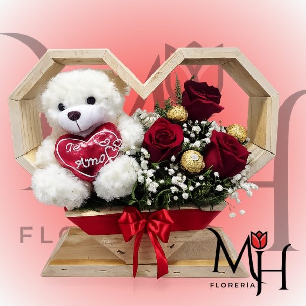Base amor 3 ross 3 bombones peluche 20cm - Imagen 1