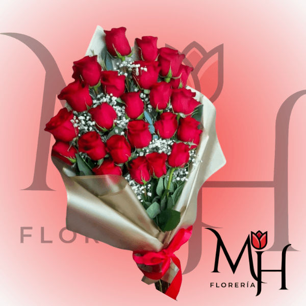 Ramo de 25 rosas flores para el dia de la mujer - Imagen 1