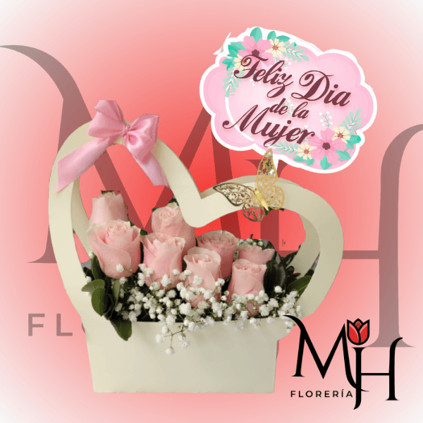 Cartera especial para el dia de la mujer 8 rosas y topper - Imagen 1