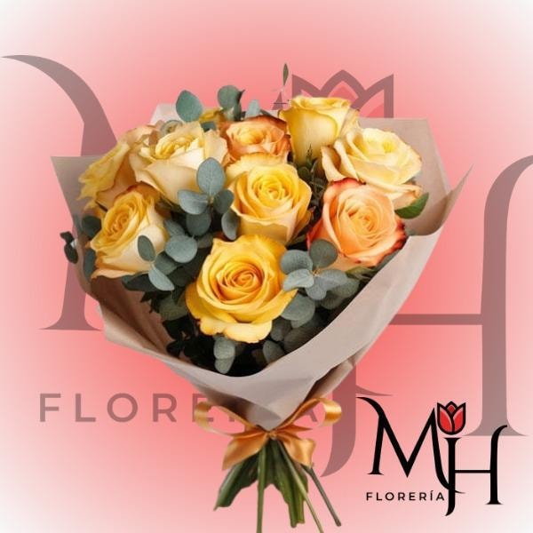 Ramo floral 12 rosas dia de las flores amarillas - Imagen 1