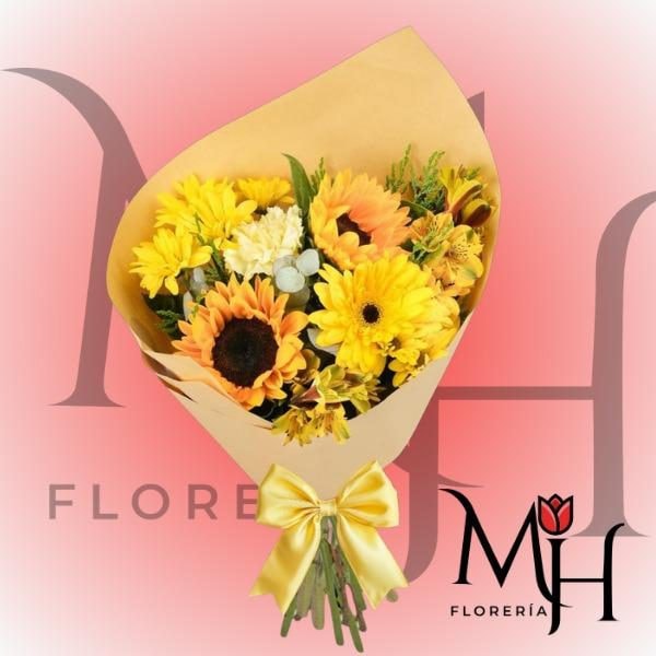 Ramo floral de 8 varas de flores amarillas - Imagen 1