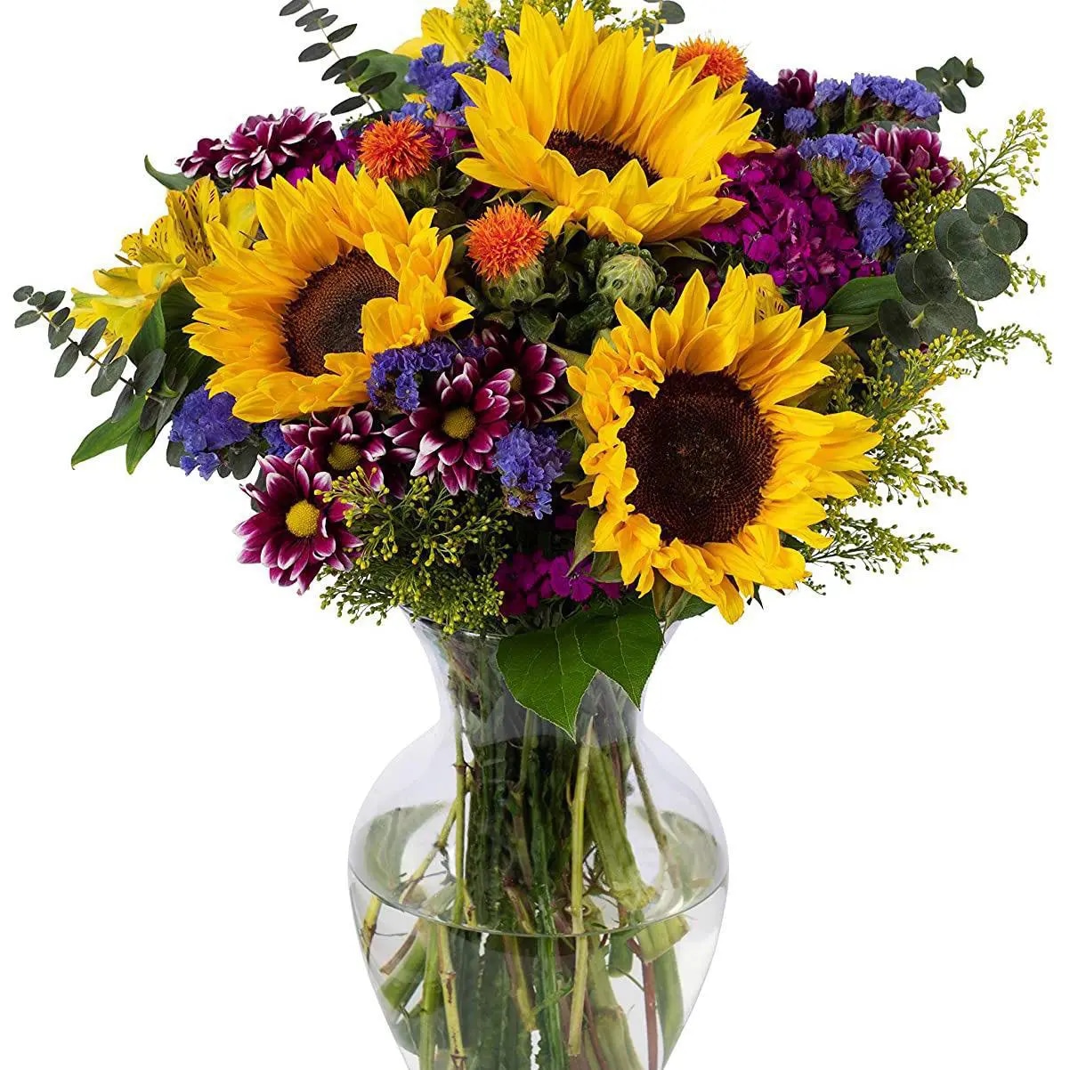 Mix de estación y girasoles en florero