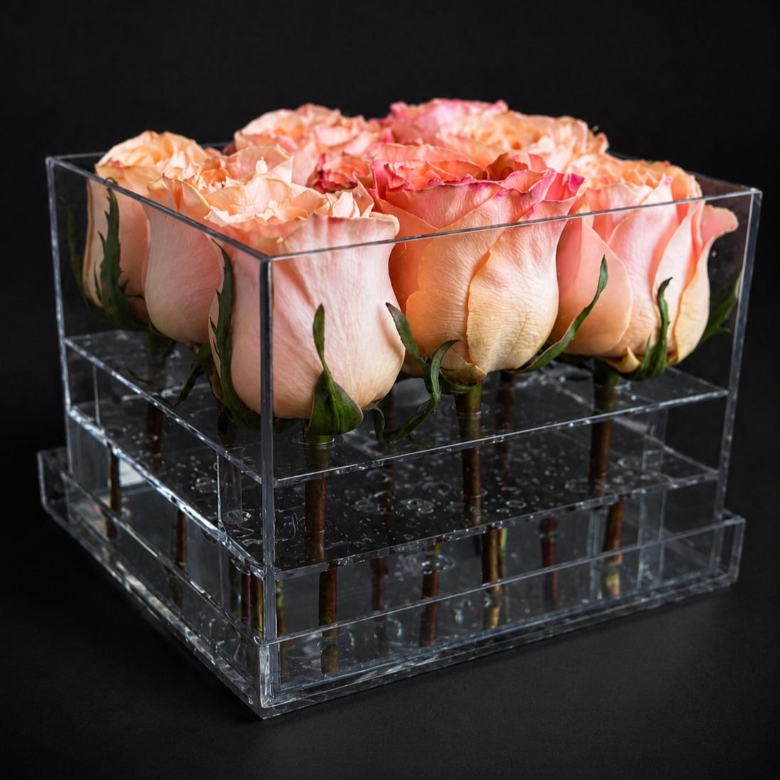 Box de acrílico con 9 rosas - Configurable por color - Imagen 1