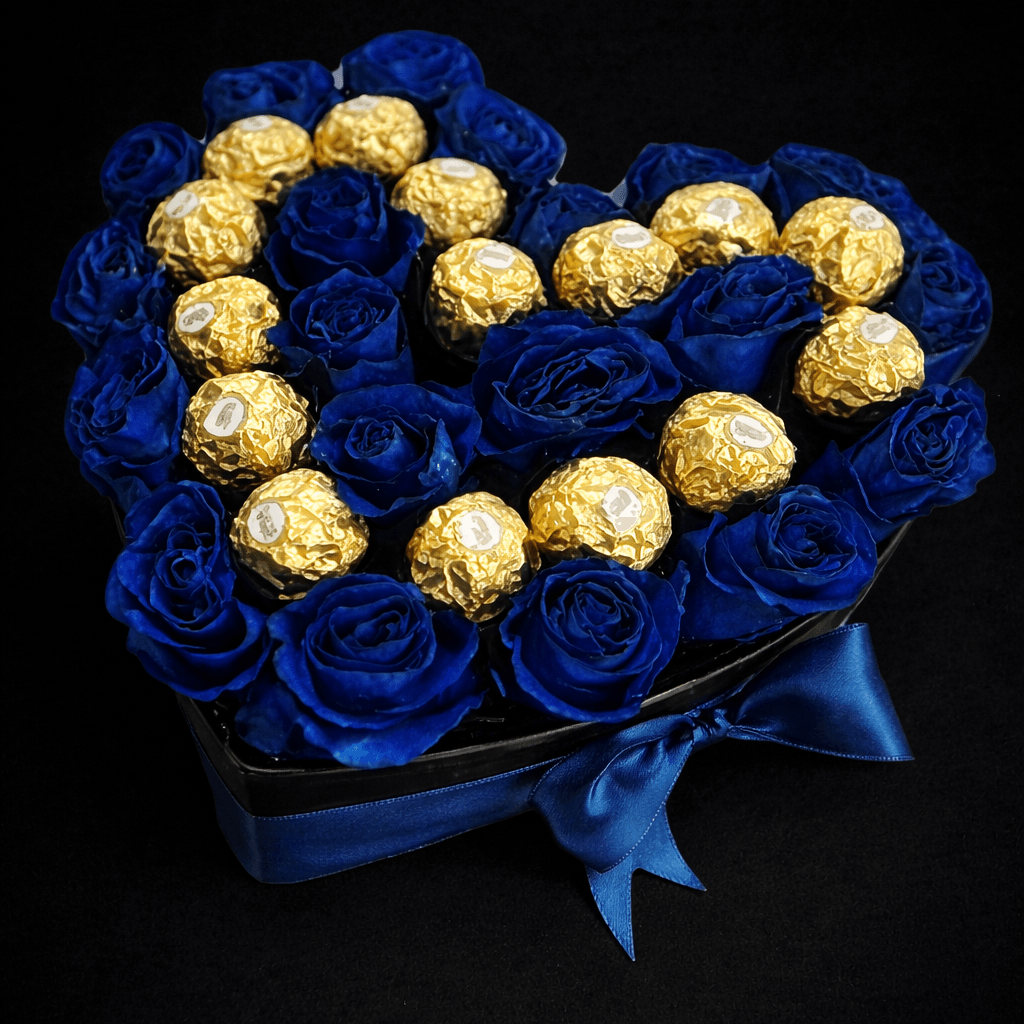 Box de rosas azules y bombones - Imagen 1