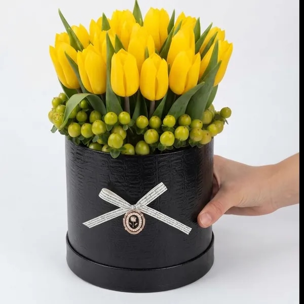 Box de tulipanes amarillos