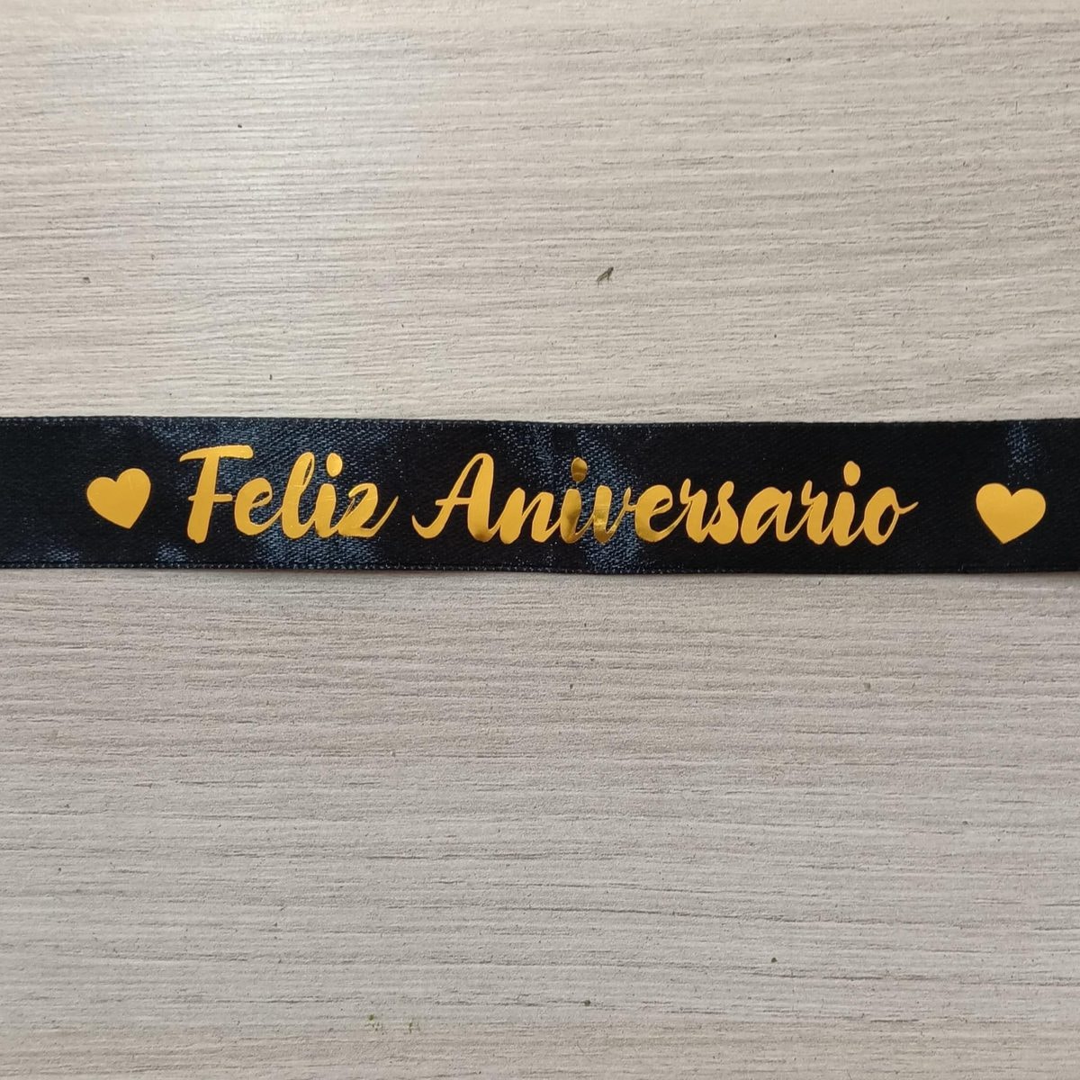Cinta para ramo- negro Feliz Aniversario - Imagen 1
