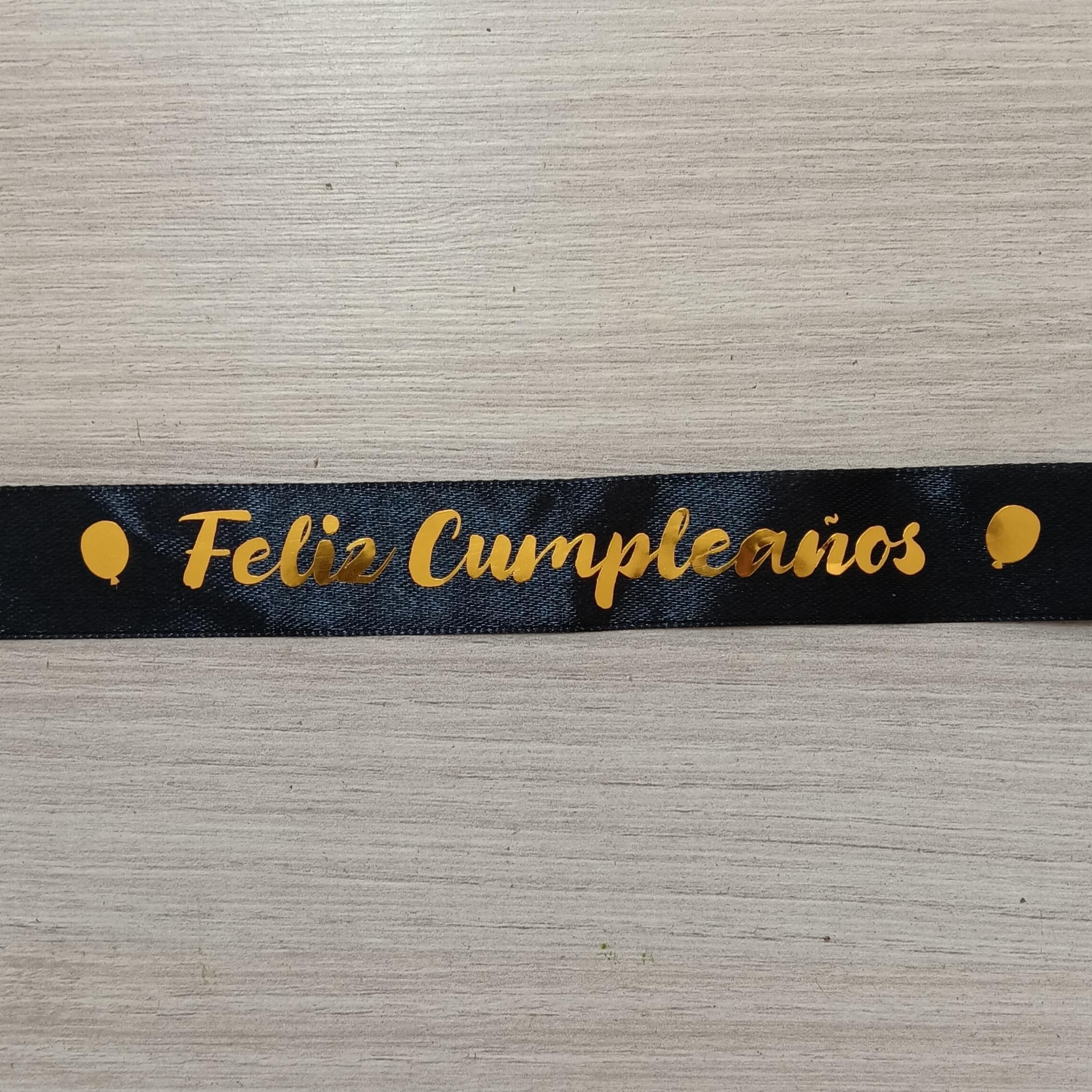 Cinta para ramo- negra Feliz Cumpleaños - Imagen 1