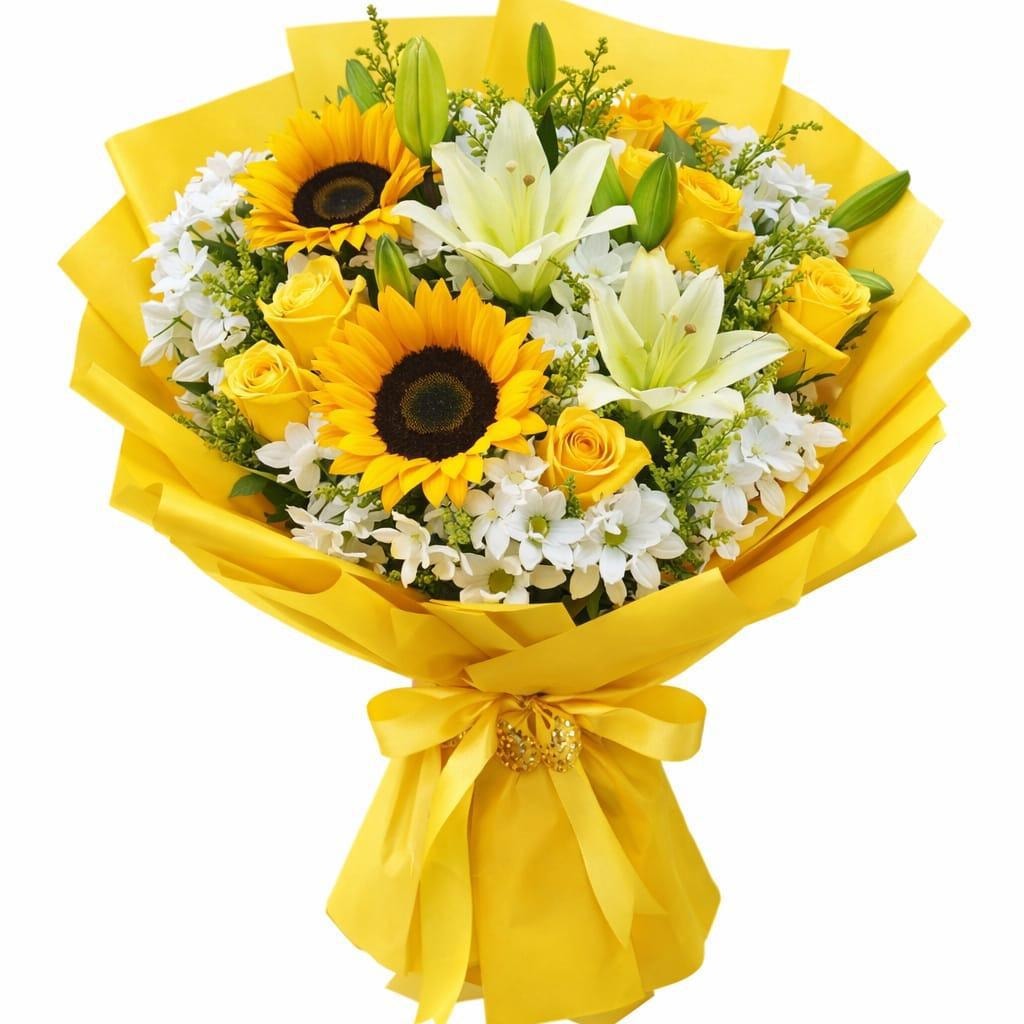 RAMO DE GIRASOL ROSA Y LILIUM - Imagen 1