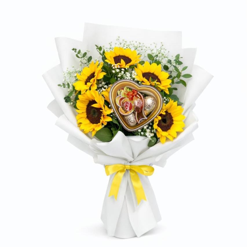 RAMO DE GIRASOLES CON CHOCOLATE - Imagen 1