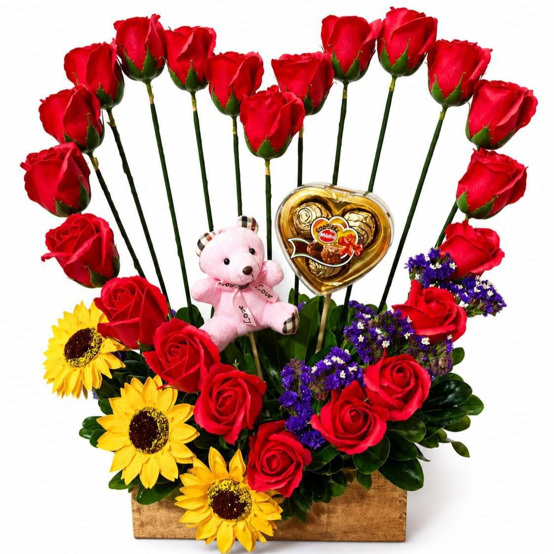 ARREGLO EN FORMA DE CORAZON CON ROSAS DE JABON - Imagen 1