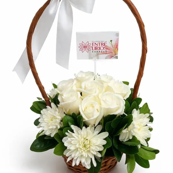 canasta rosas naturales