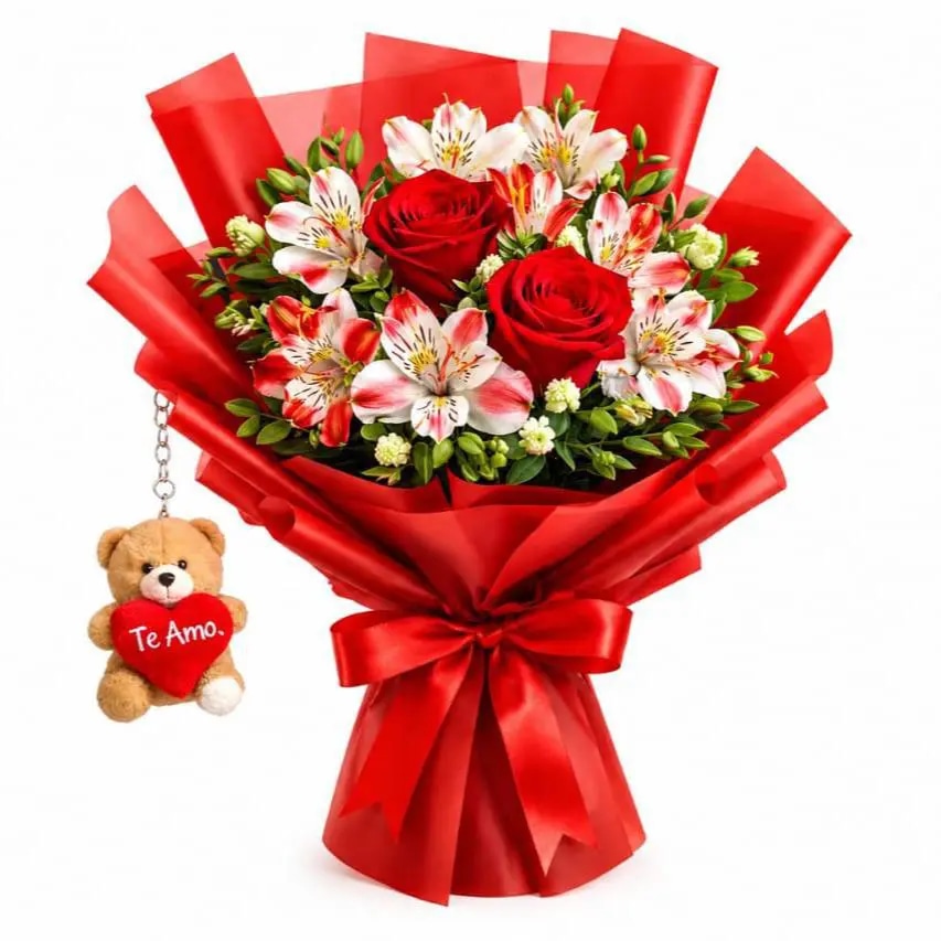 RAMO DE ROSAS Y ALSTROMELIAS
