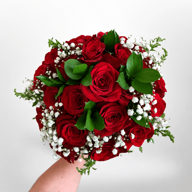 Bouquet de 21 Rosas Rojas con Gypsophila - Imagen 1
