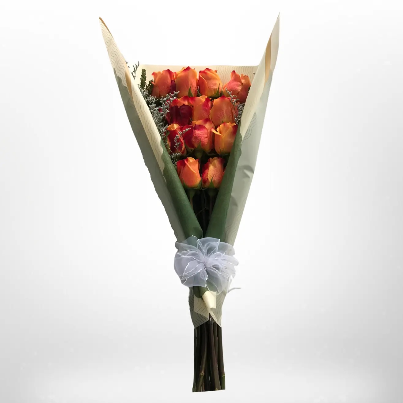 Atardecer — Ramo de 12 rosas naranjas