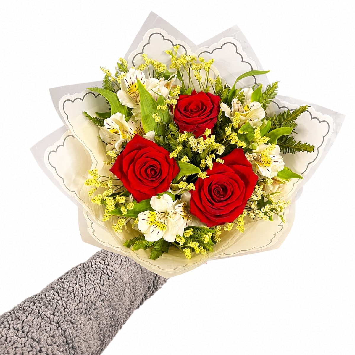 Tres Deseos — Ramo de 3 Rosas y Alstromerias - Imagen 1