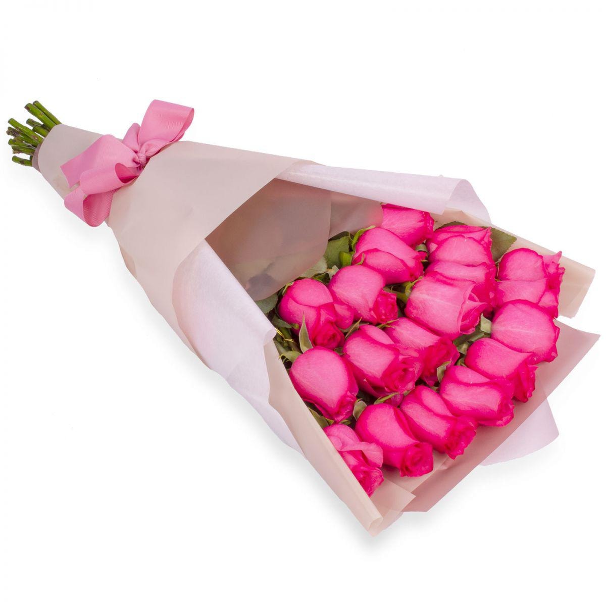 Ramo de Rosas - Ramo extendido con 18 rosas fucsias - Imagen 1