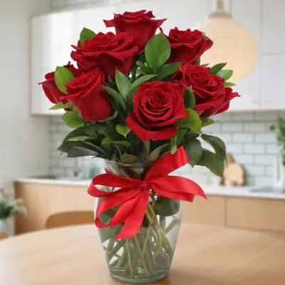 Amparo en Ánfora - Florero 12 rosas ecuatorianas rojo