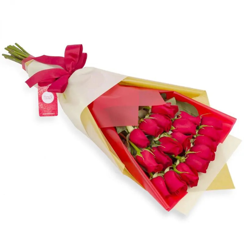 Amparo en Ramo - Ramo extendido 18 rosas ecuatoriana rojo
