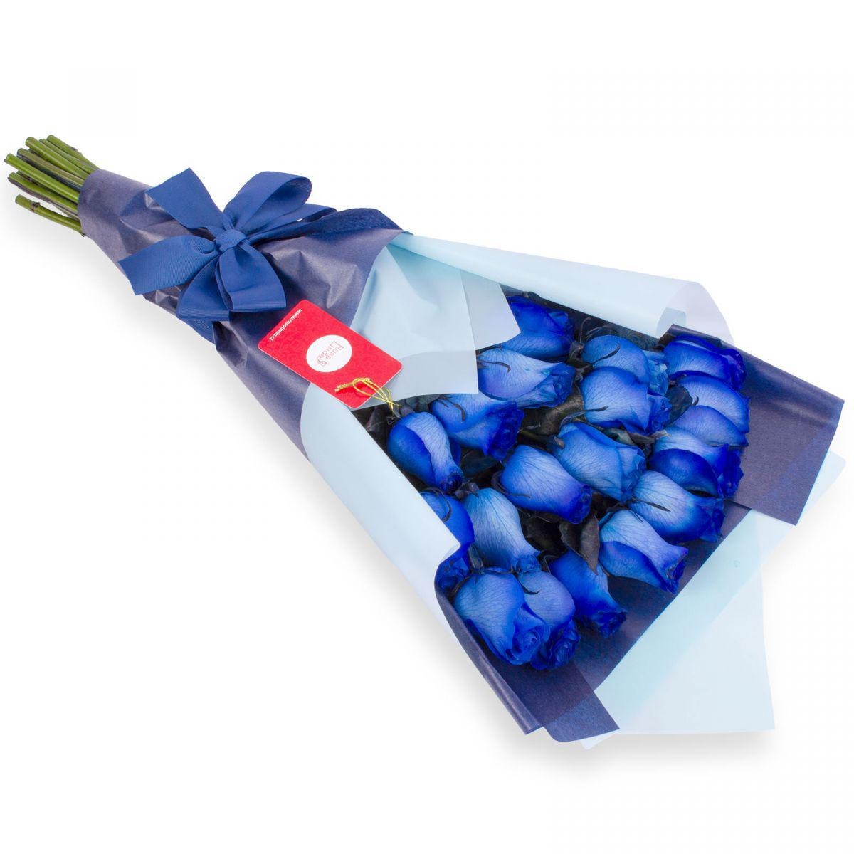Amparo en Ramo - Ramo extendido 18 rosas ecuatorianas azul - Imagen 1