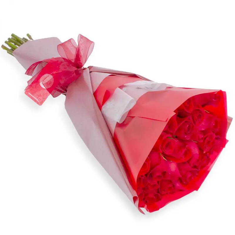 Amparo en Ramo - Ramo redondo con 24 rosas ecuatorianas rojo