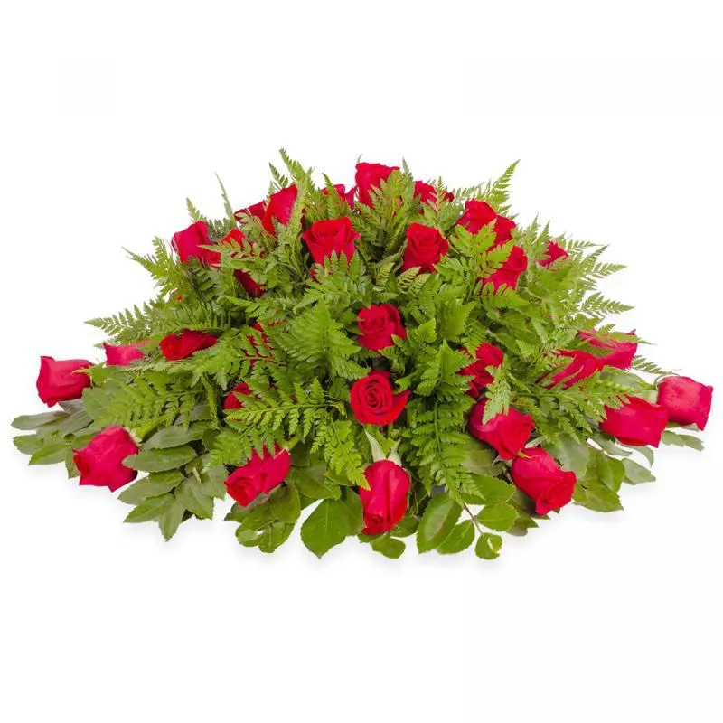 Consuelo Rojo - cubre urna con 40 rosas ecuatorianas rojo
