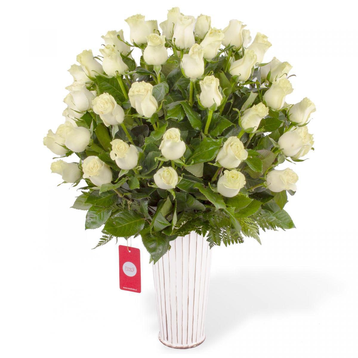 Carolina - Arreglo floral con 50 rosas blancas - Imagen 1