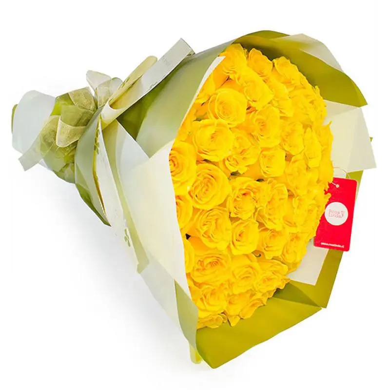 Amparo en Ramo - Ramo redondo 50 rosas ecuatorianas amarillo