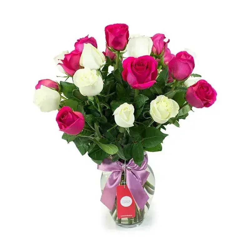 Florero anfora con 24 Rosas - Imagen 1