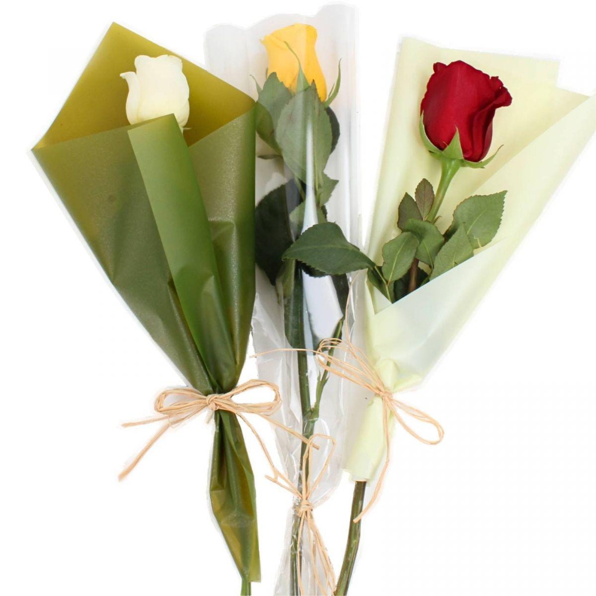 Mix 15 Rosas Individuales - Pack de 15 rosas individuales de colores surtidos envueltas en papel. - Imagen 1