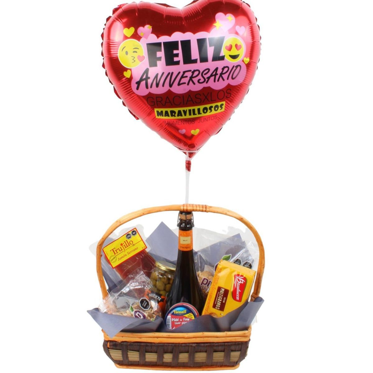 Canasto Feliz Aniversario - Canasto de regalo de aniversario - Imagen 1