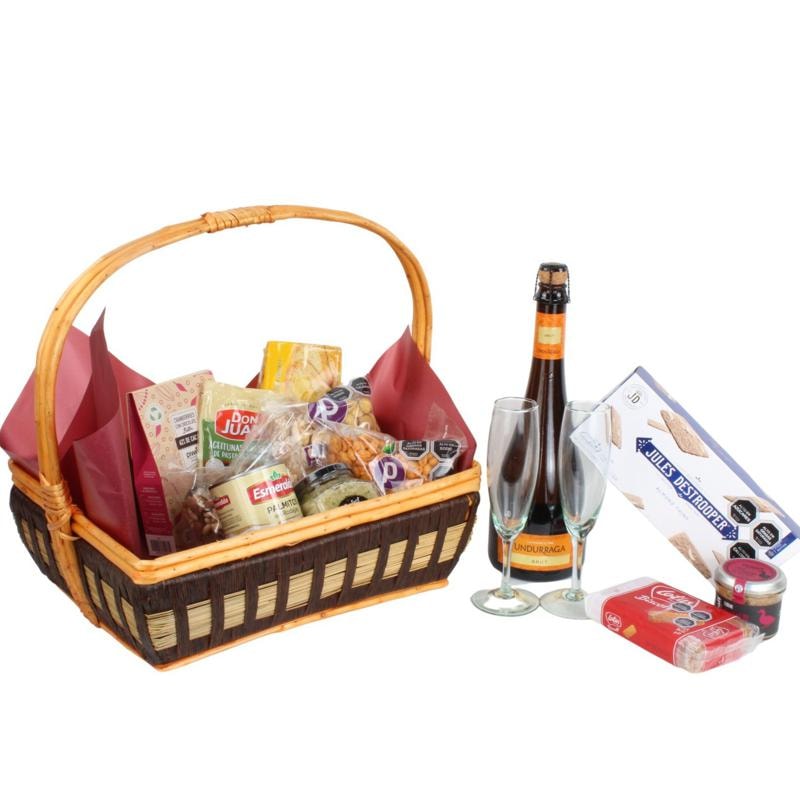Set de Regalo Celebración - Canasto de mimbre con espumante, - Imagen 3