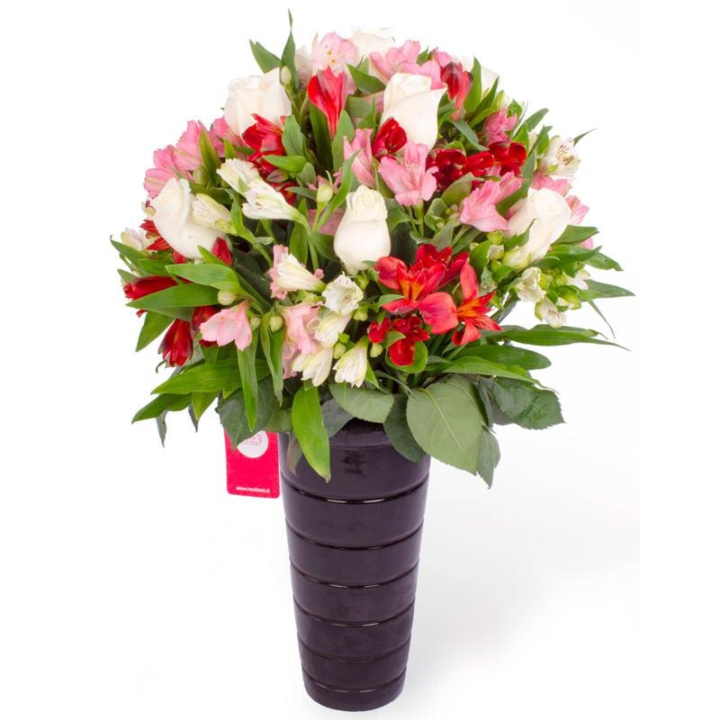 Arreglo floral con rosas blancas y astromelias KAPOARL - Imagen 1