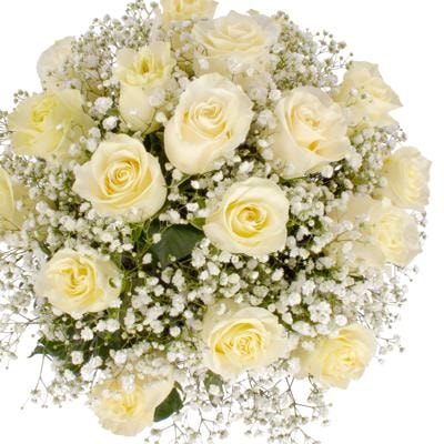 María Rosas Blanca - Arreglo floral con 18 rosas blancas y g - Imagen 2