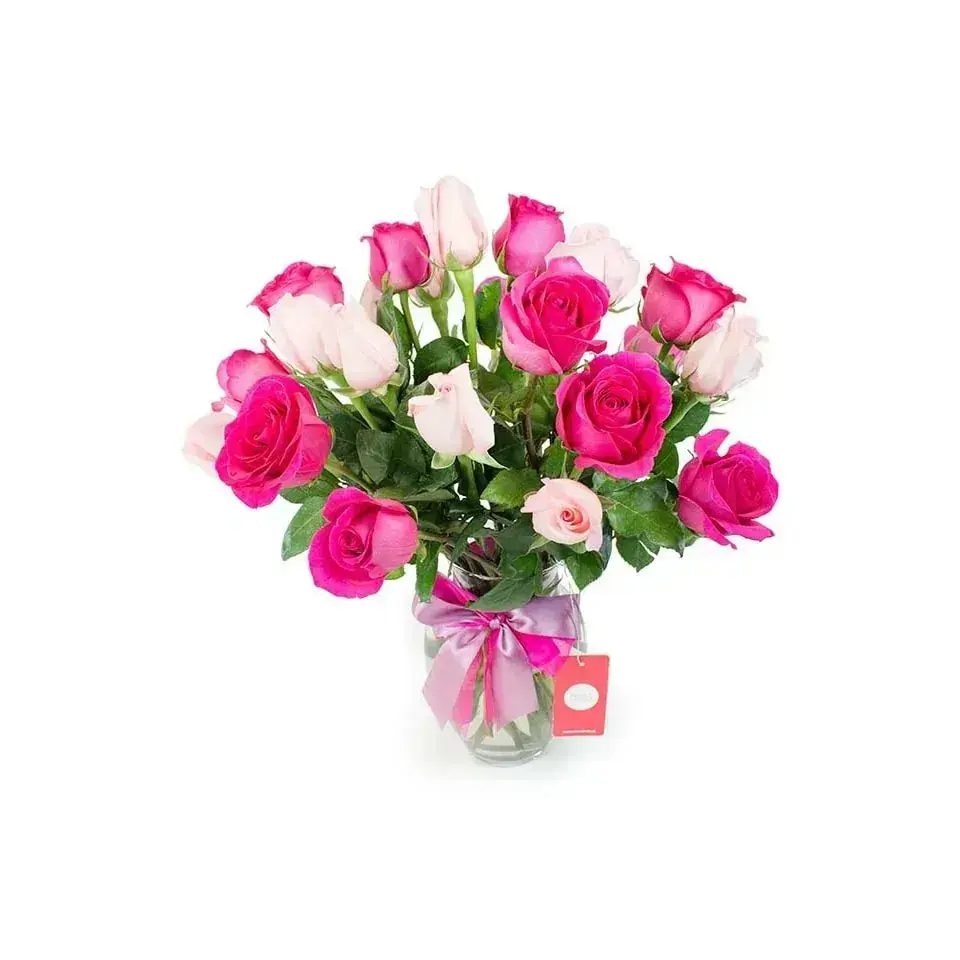 Florero anfora con 24 Rosas - Imagen 1