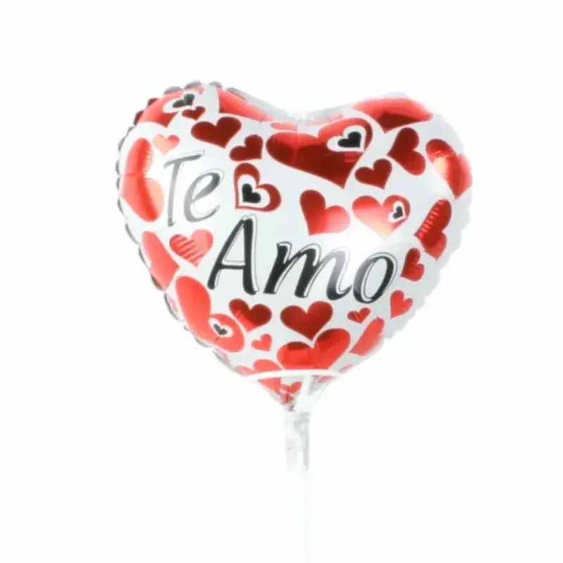 Globo Te amo Corazón blanco y rojo 22cm - Imagen 1