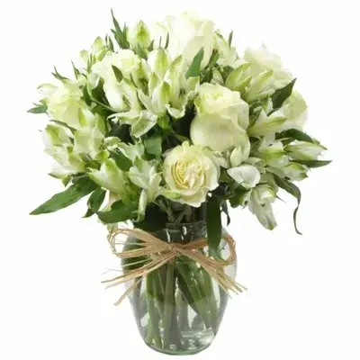 Amor Blanco en Anfora con 9 rosas