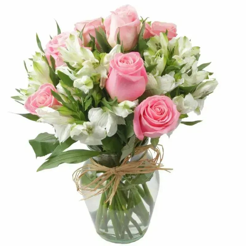 Amor Rosado en Anfora con 9 rosas - Imagen 1
