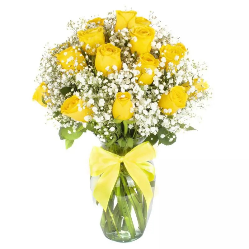 Maria Rosas Amarillas en Florero