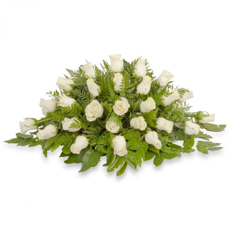 Consuelo rosas blancas - Cubre Urna de defunción con 40 rosas blancas - Imagen 1