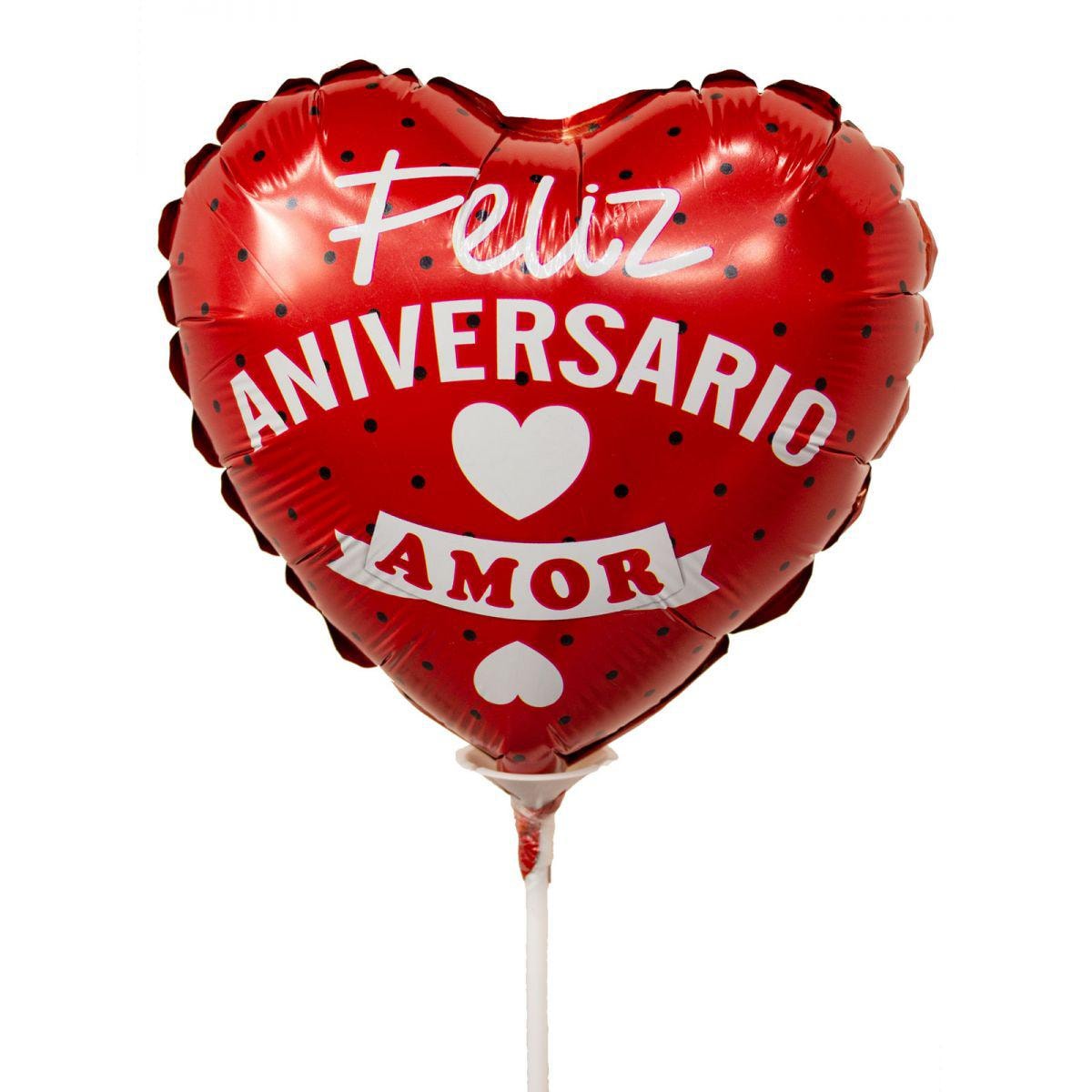 Globo Feliz Aniversario Amor 22cm - Imagen 1