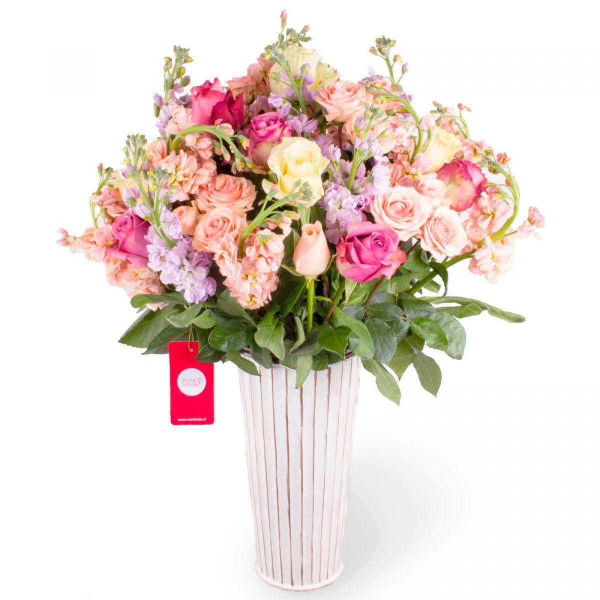 Amelie - Arreglo floral con alelíes y rosas en tonos pasteles - Imagen 1