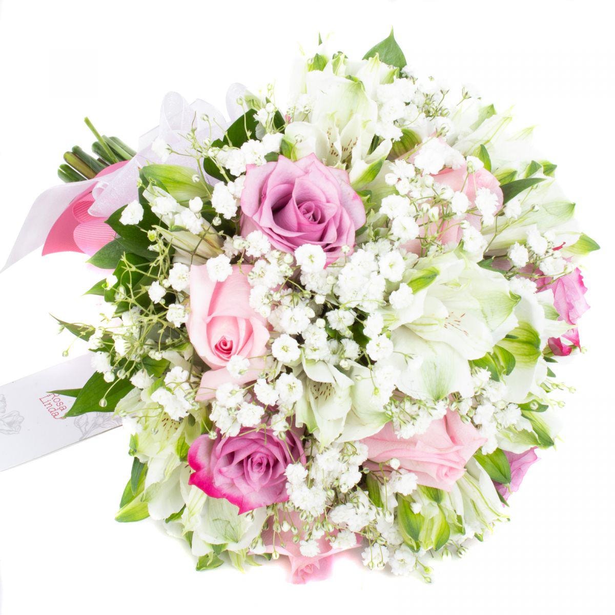 Eva - Ramo de novia con rosas lilas, rosadas y gypso - Imagen 1