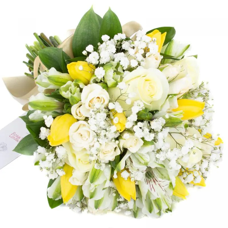 Iris - Ramo de novia con tulipanes, astromelias y rosas