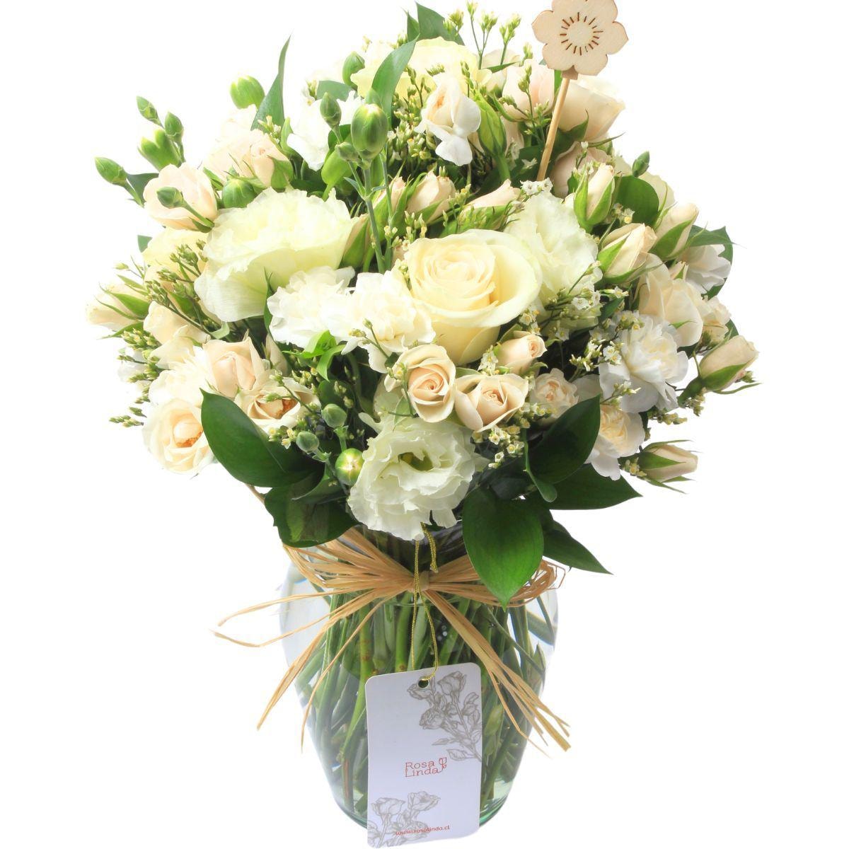 Irene Blanco - Florero con rosas, minirosas, miniclaveles y limonium - Imagen 1