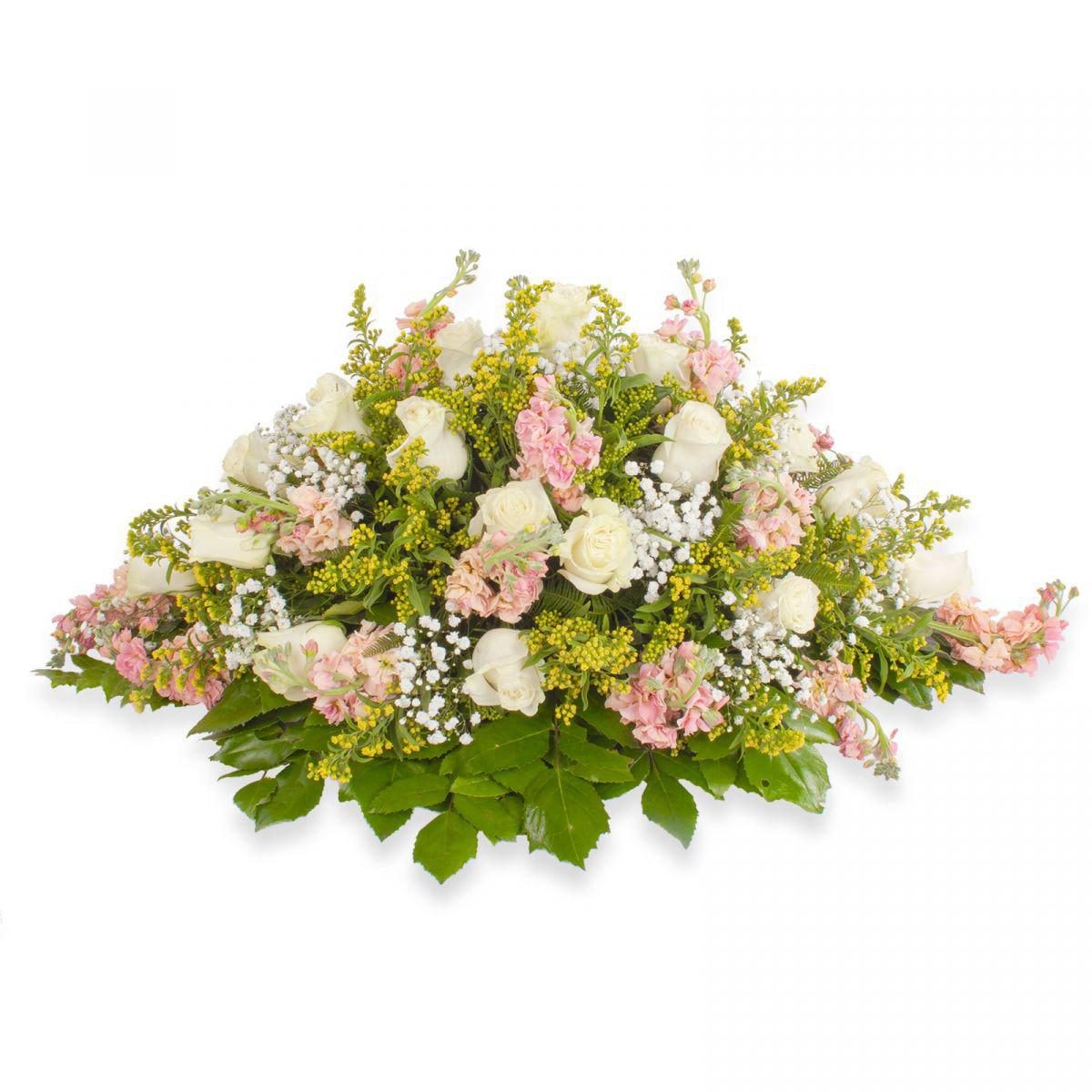 Cubre Urna para defunción - Rosas, alelíes, gypsophila - Imagen 1