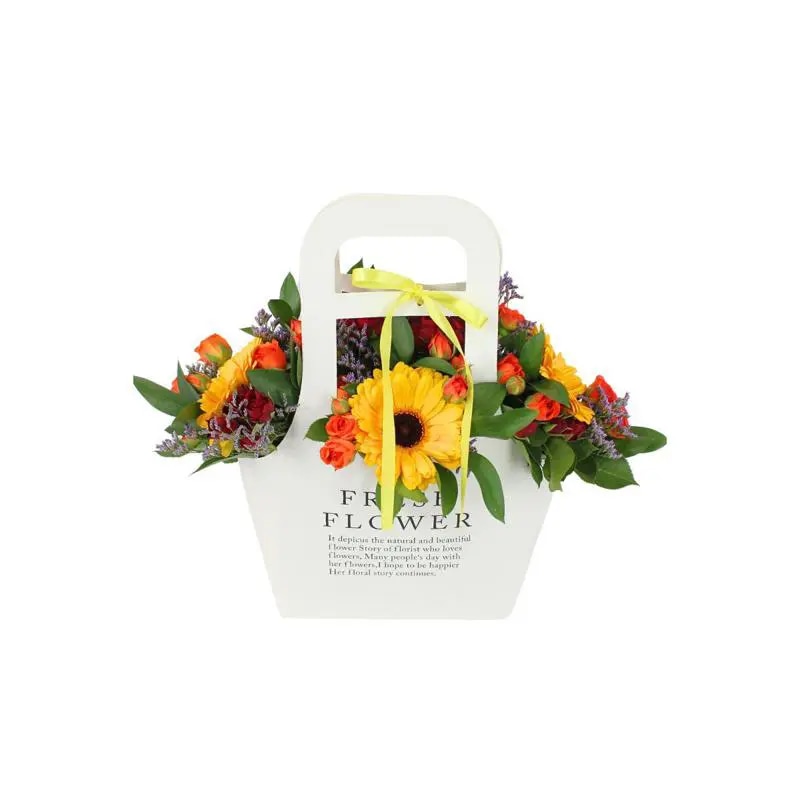 Mariana Fresh Flower Bag - Arreglo Floral con gerberas amarillo, minirosas y limonium