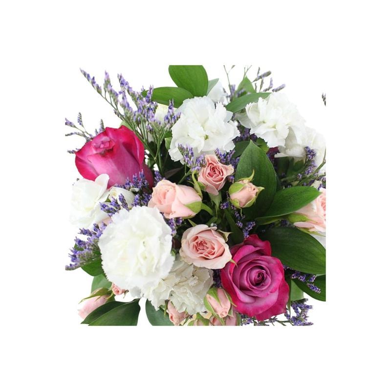 Noelia Lila - Florero con Rosas, mini rosas, mini claveles y limonium - Imagen 5