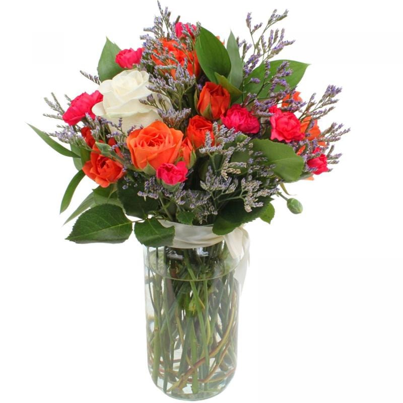 Noelia Naranjo - Florero con Rosas, mini rosas, mini claveles y limonium - Imagen 4