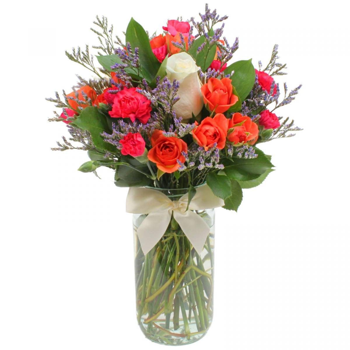 Noelia Naranjo - Florero con Rosas, mini rosas, mini claveles y limonium - Imagen 1